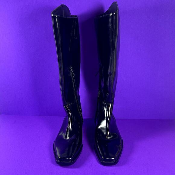 Sam Edelman Women's Black Polished Leather Cesar‎ Riding Boot Shoe Size 7.5-NEW - Picture 2 of 9